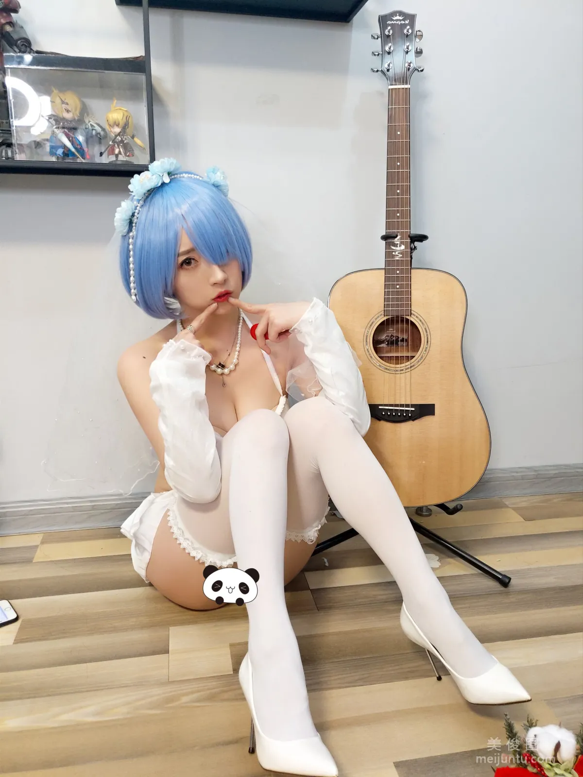 [Cosplay] Web Idols Douyu Streamer Xiaonv Wulu Na - Rem Wedding Dress photo 14