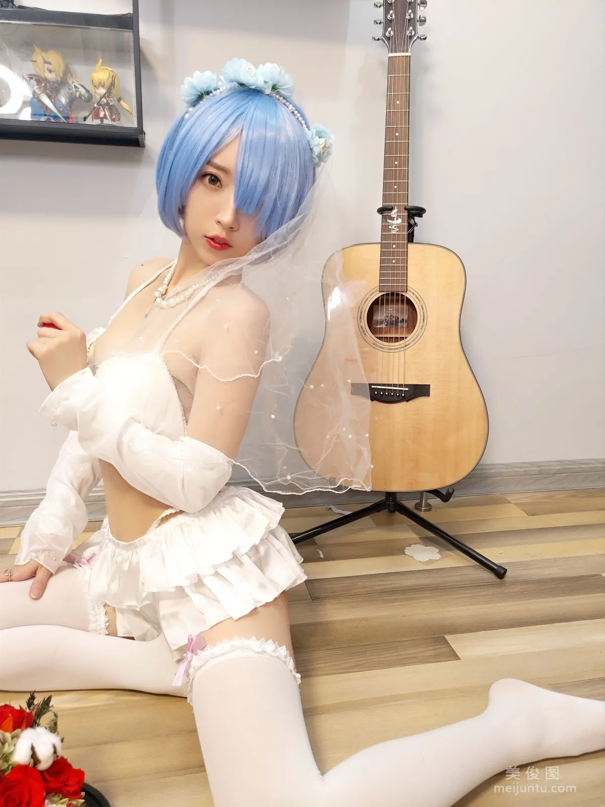 [Cosplay] Web Idols Douyu Streamer Xiaonv Wulu Na - Rem Wedding Dress photo 5