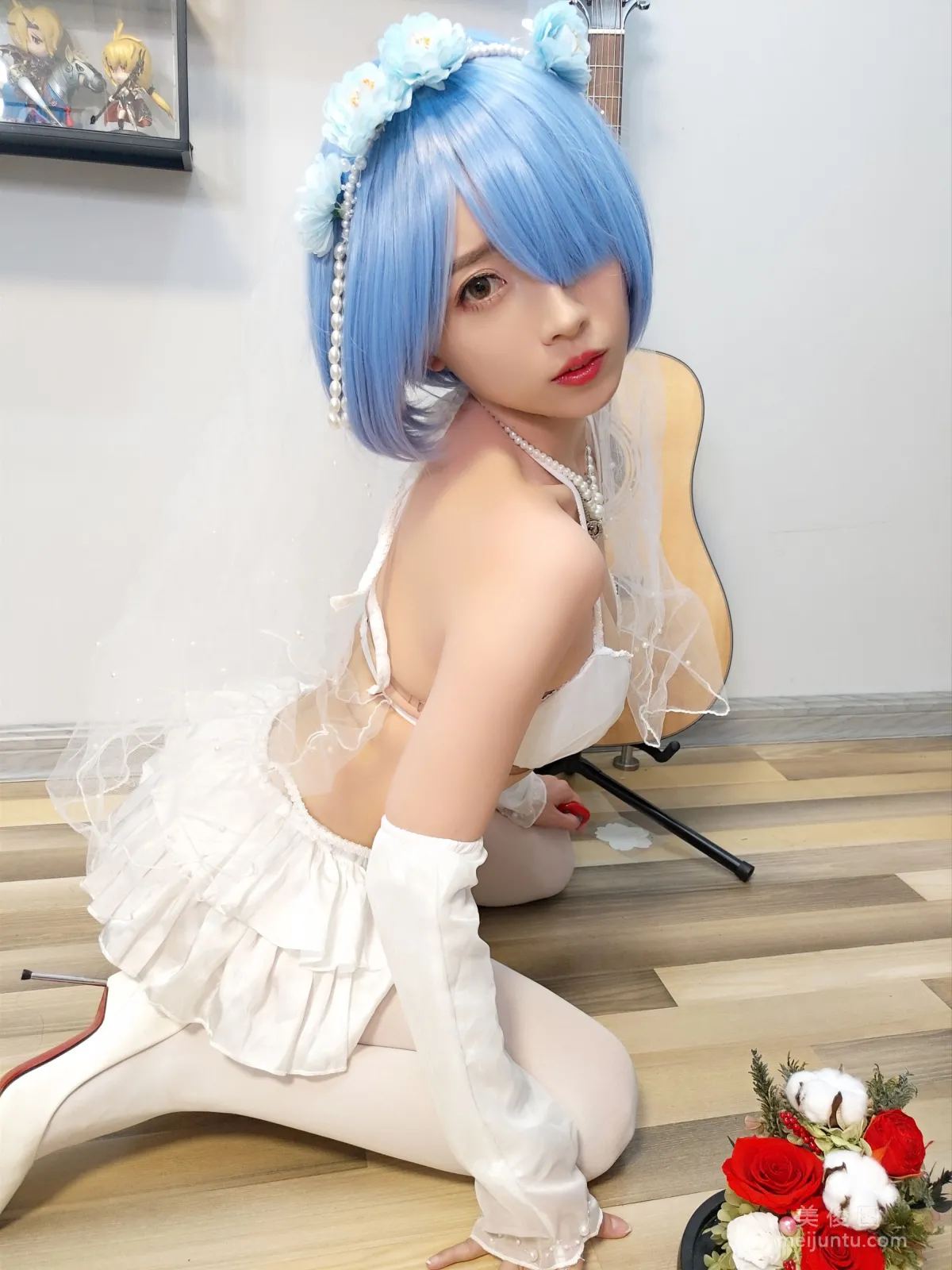 [Cosplay] Web Idols Douyu Streamer Xiaonv Wulu Na - Rem Wedding Dress photo 20