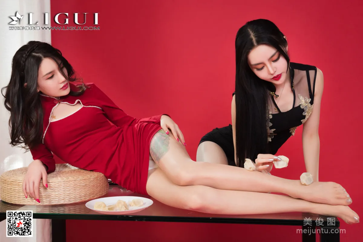 [丽柜Ligui]  甜甜&凉儿 《双生花-欲饺迎春》 丝足写真70
