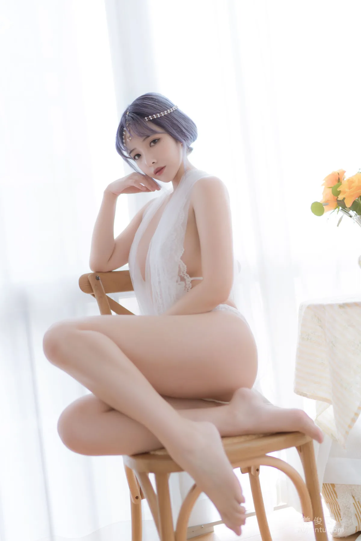 [COS Photo] Anime Blogger Wenmei Bujiang Daoli - White Greece photo 1