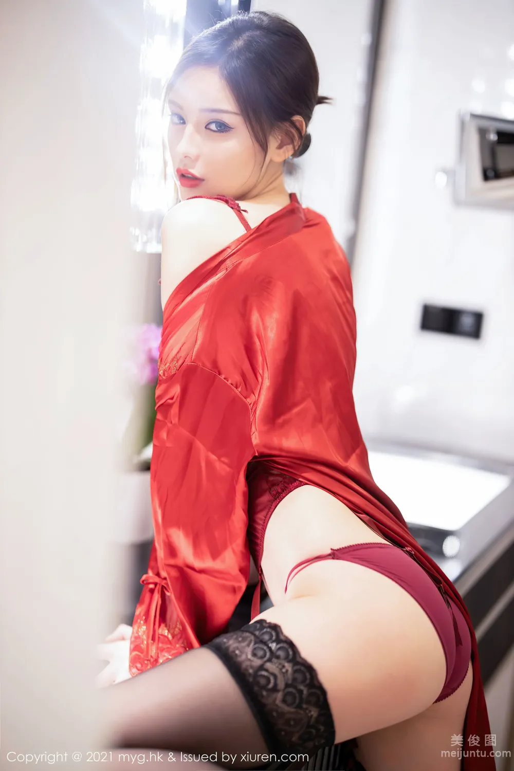 [美媛館MyGirl] Vol.554 小夕juju - 經典猩紅誘人的雷絲服飾 14