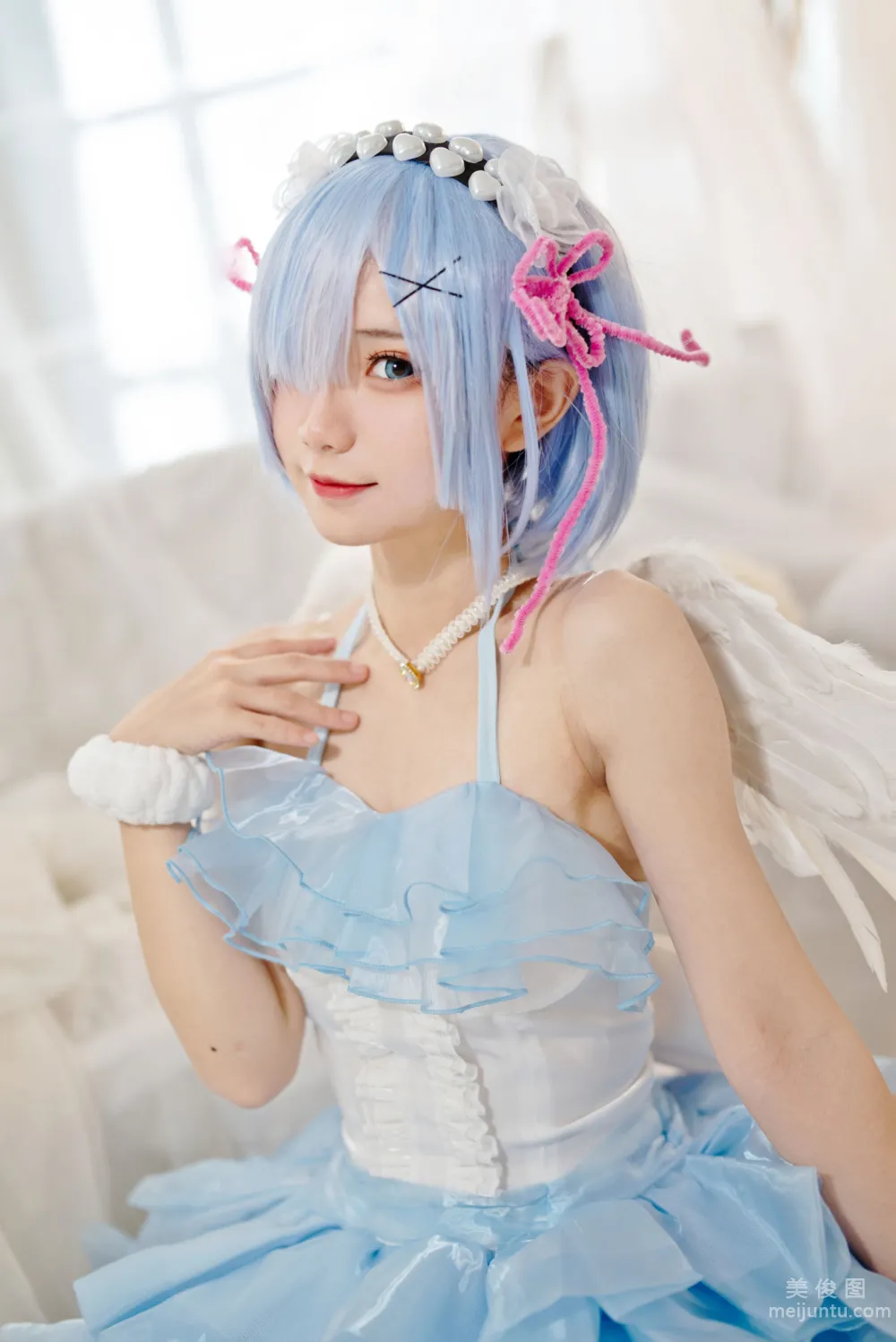 [Web Idols COSER Photos] Huaqi Hana - Rem Angel Set photo 16