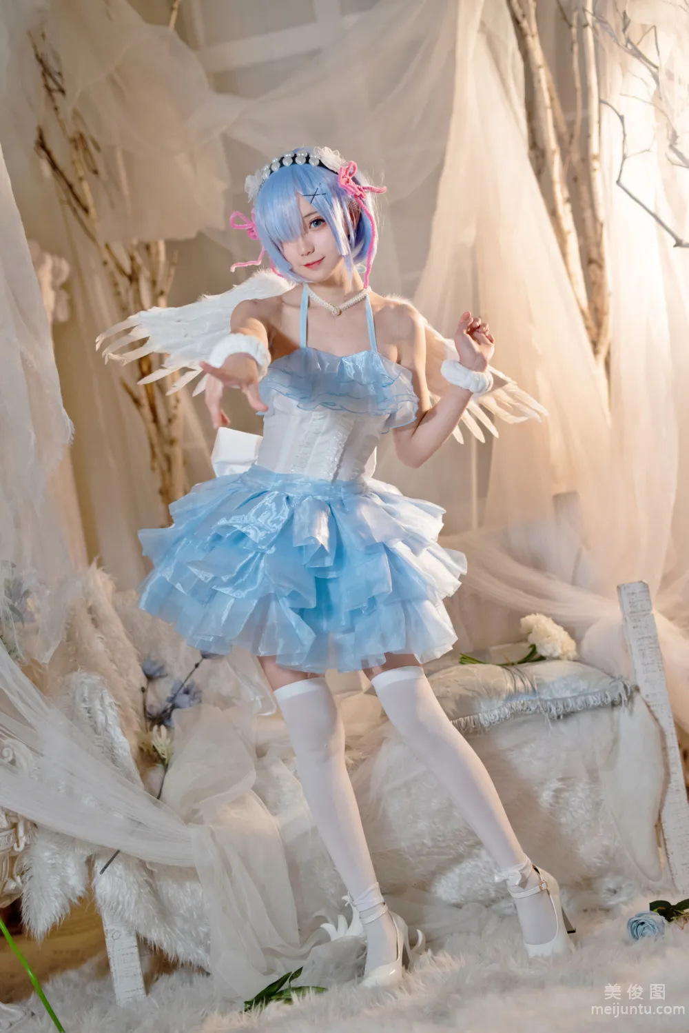 [Web Idols COSER Photos] Huaqi Hana - Rem Angel Set photo 18