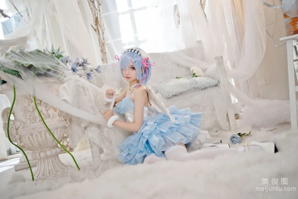[Web Idols COSER Photos] Huaqi Hana - Rem Angel Set photo 12