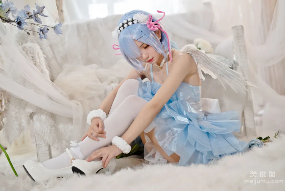[Web Idols COSER Photos] Huaqi Hana - Rem Angel Set photo 13