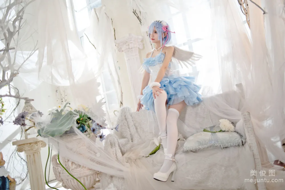 [Web Idols COSER Photos] Huaqi Hana - Rem Angel Set photo 11