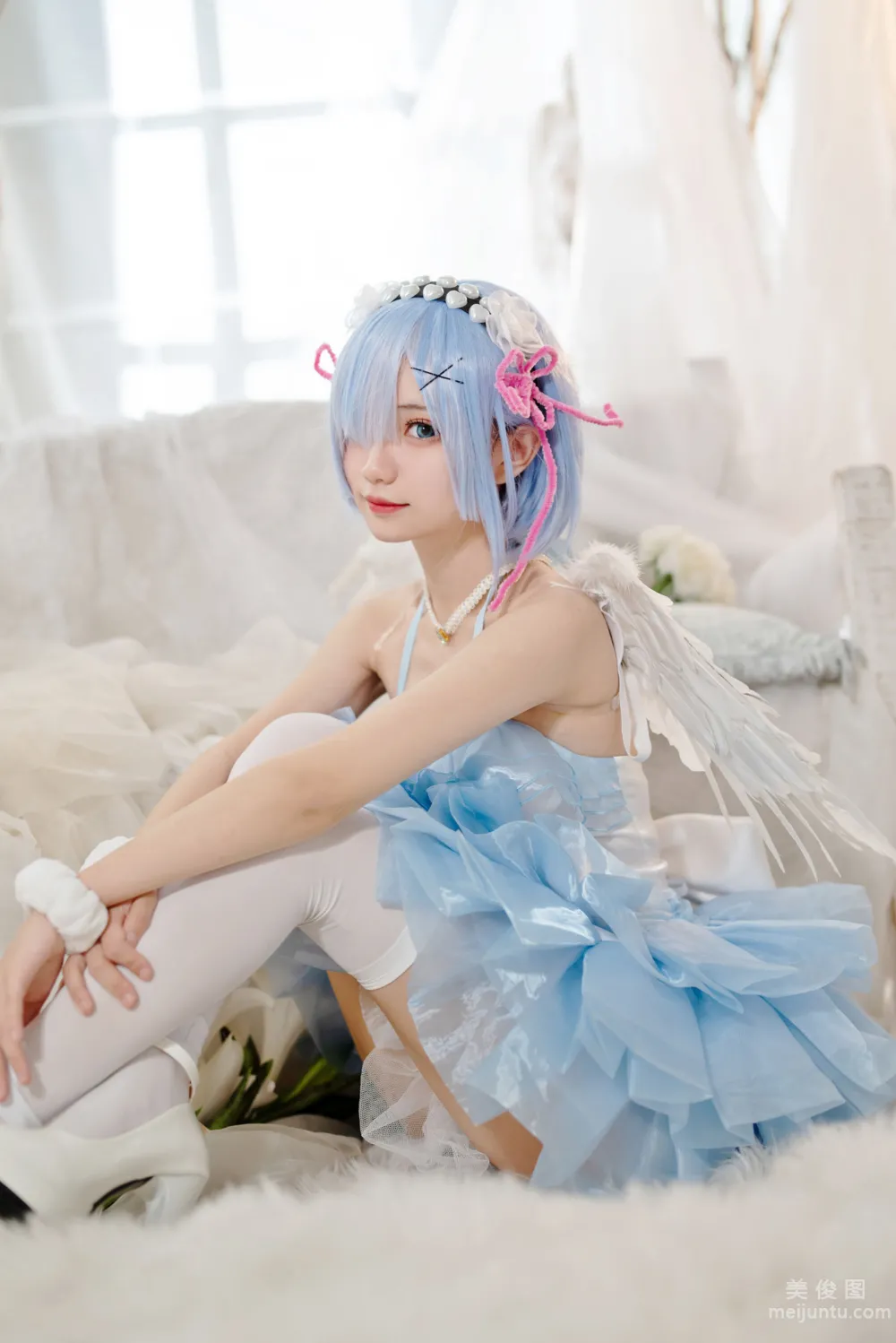 [Web Idols COSER Photos] Huaqi Hana - Rem Angel Set photo 14
