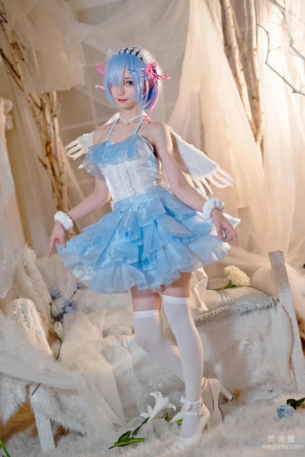 [Web Idols COSER Photos] Huaqi Hana - Rem Angel Set photo 17