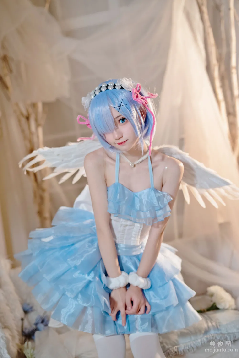 [Web Idols COSER Photos] Huaqi Hana - Rem Angel Set photo 19
