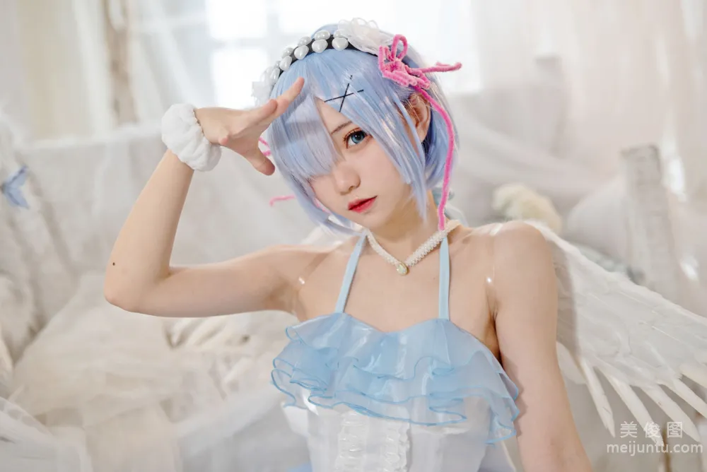 [Web Idols COSER Photos] Huaqi Hana - Rem Angel Set photo 15