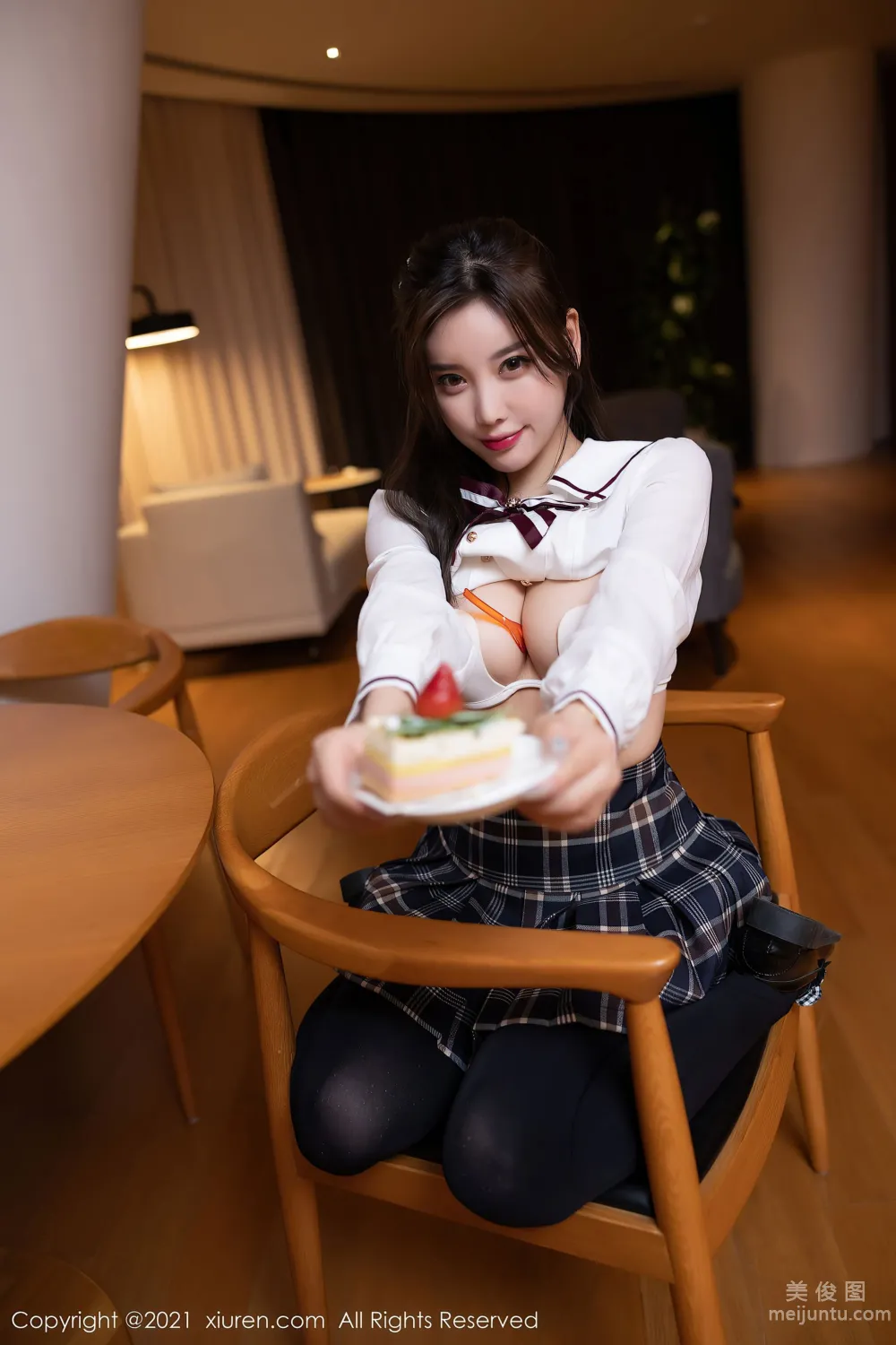 [XiuRen] No.3723 Yang Chenchen Yome - Plaid Skirt Academy Style Uniform photo 22
