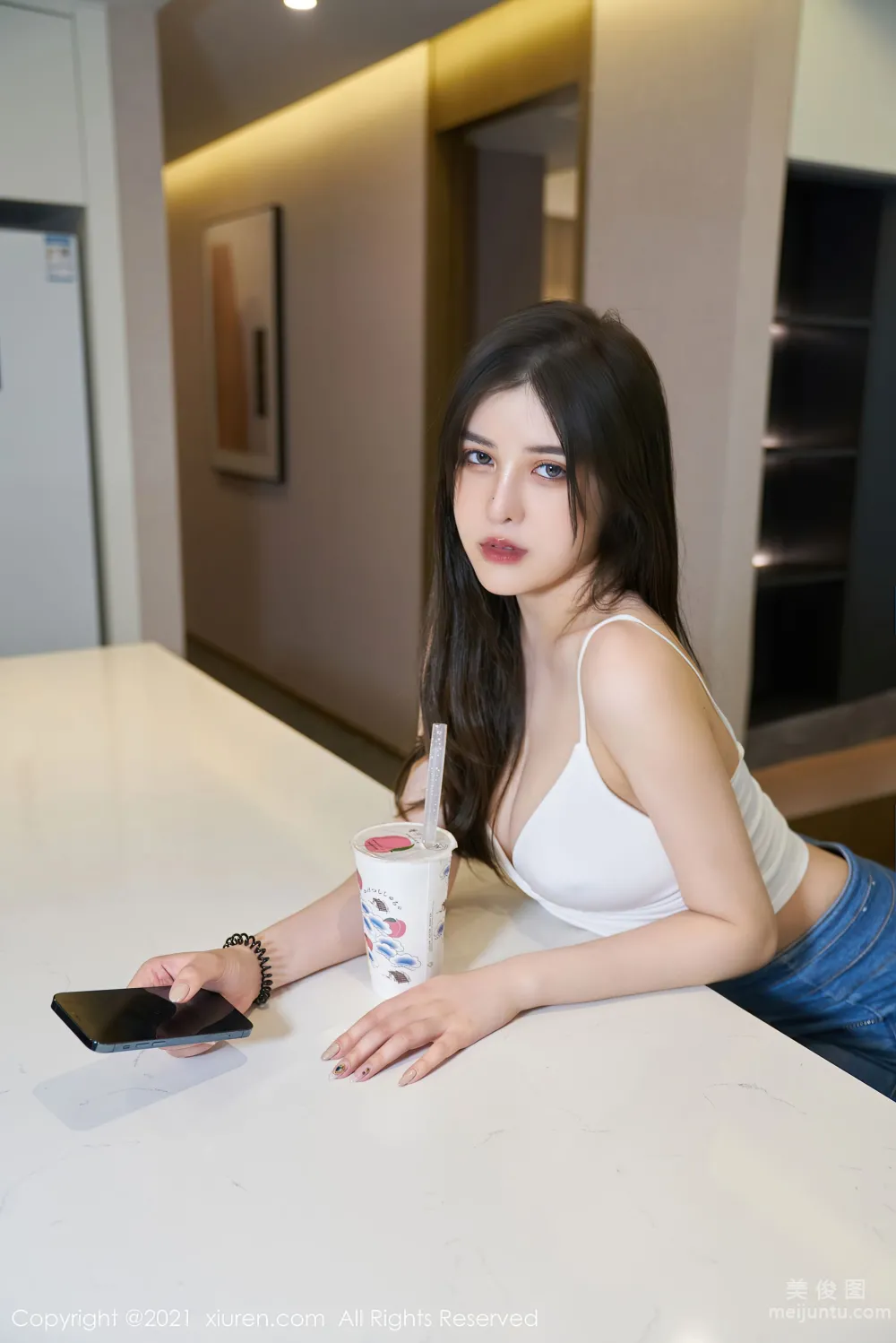 [XiuRen] No.3702 Han Jingan - Pure and Moving Camisole and Extremely Charming Black Stockings photo 10