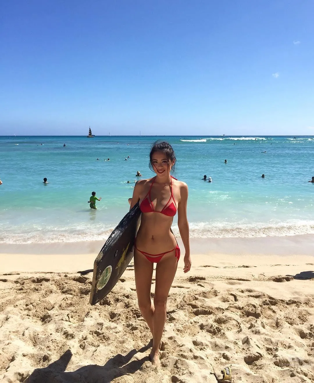 Hong Kong Beauty Mandy Ng, Red Bikini Beach Stroll photo 23