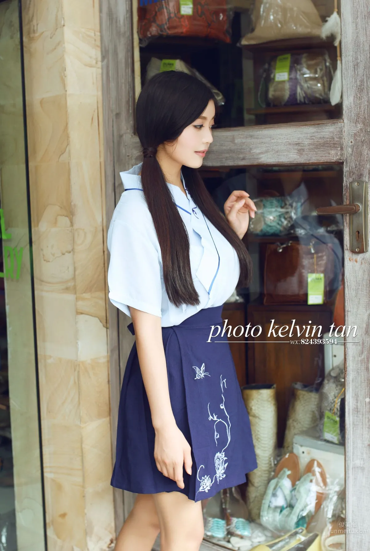双马尾妹子林美惠子 巴厘岛街拍纯情美图_1