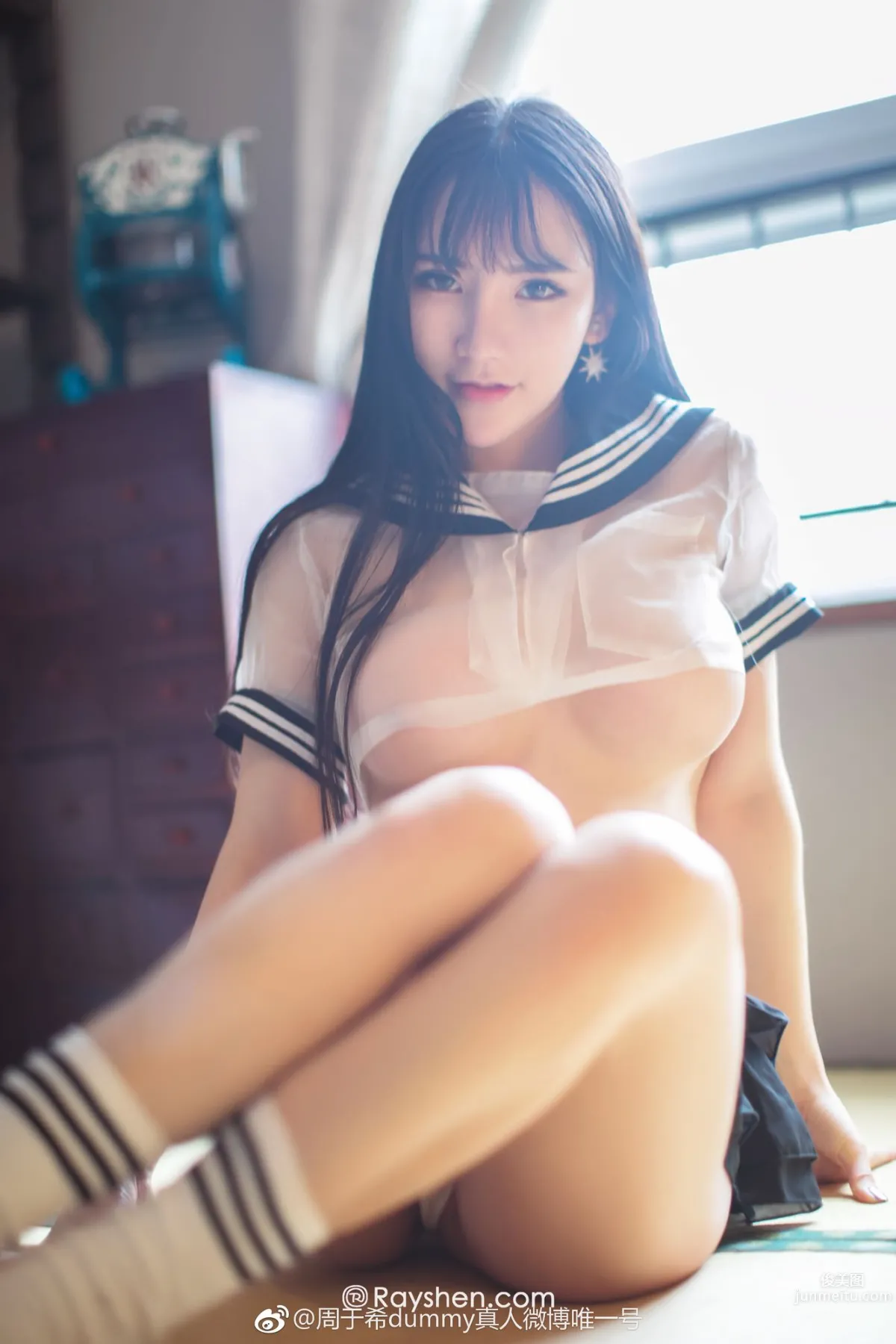 Zhou Yuxi Transforms into Mai Shiranui, Peacock Dudou, Japanese Style School Uniform photo 31