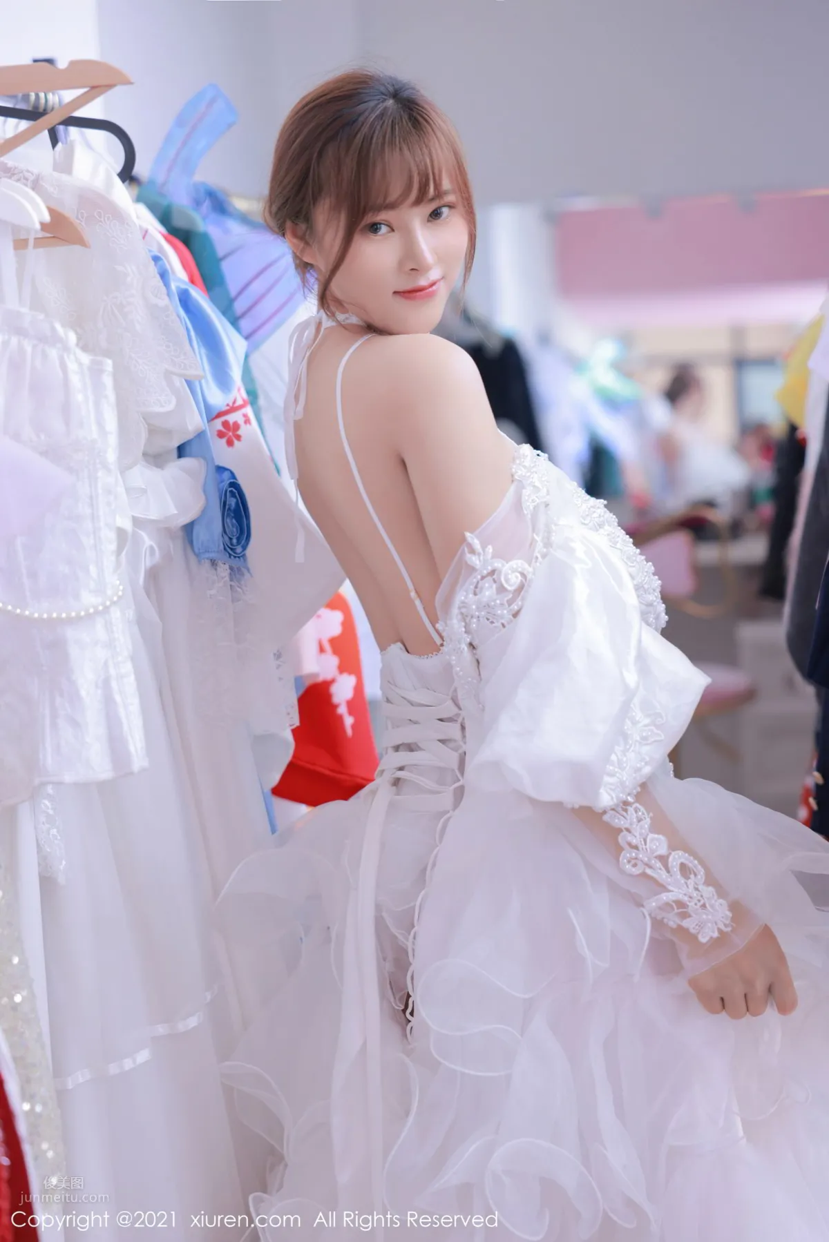 歐派模特奈沐子 唯美動人白色婚紗 7