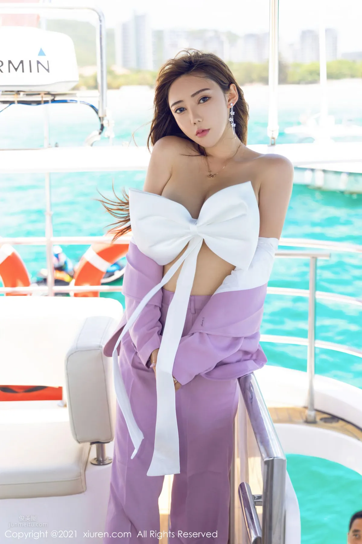 Menghanyao baby Sanya Travel Shoot, Yacht Unique Ribbon-Knot Outfit photo 22