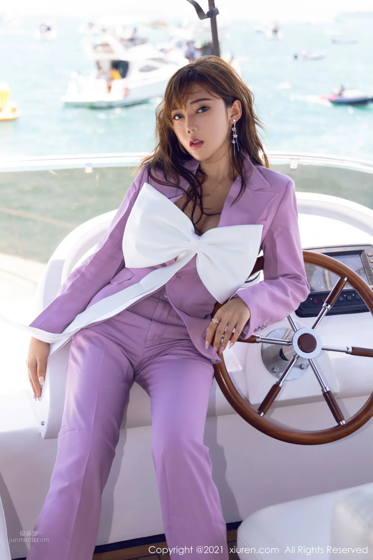 Menghanyao baby Sanya Travel Shoot, Yacht Unique Ribbon-Knot Outfit photo 13