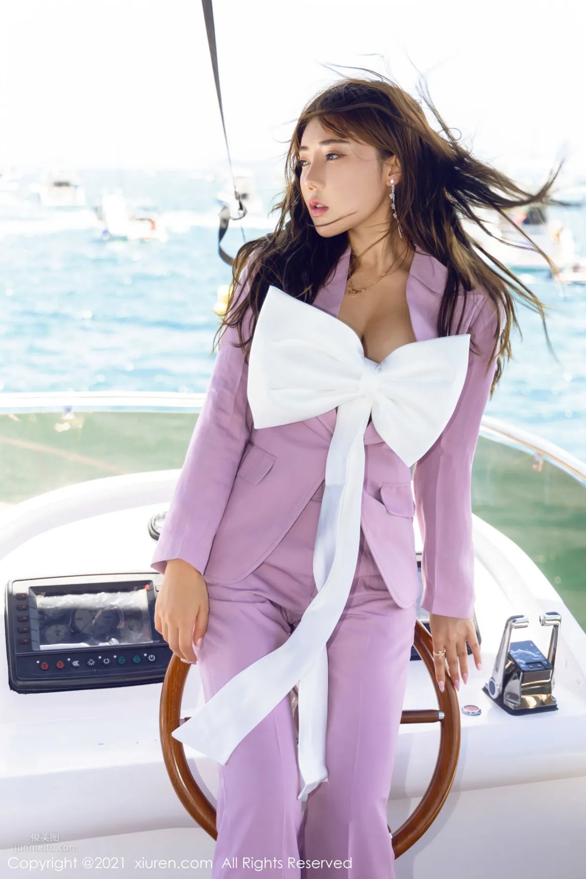Menghanyao baby Sanya Travel Shoot, Yacht Unique Ribbon-Knot Outfit photo 18