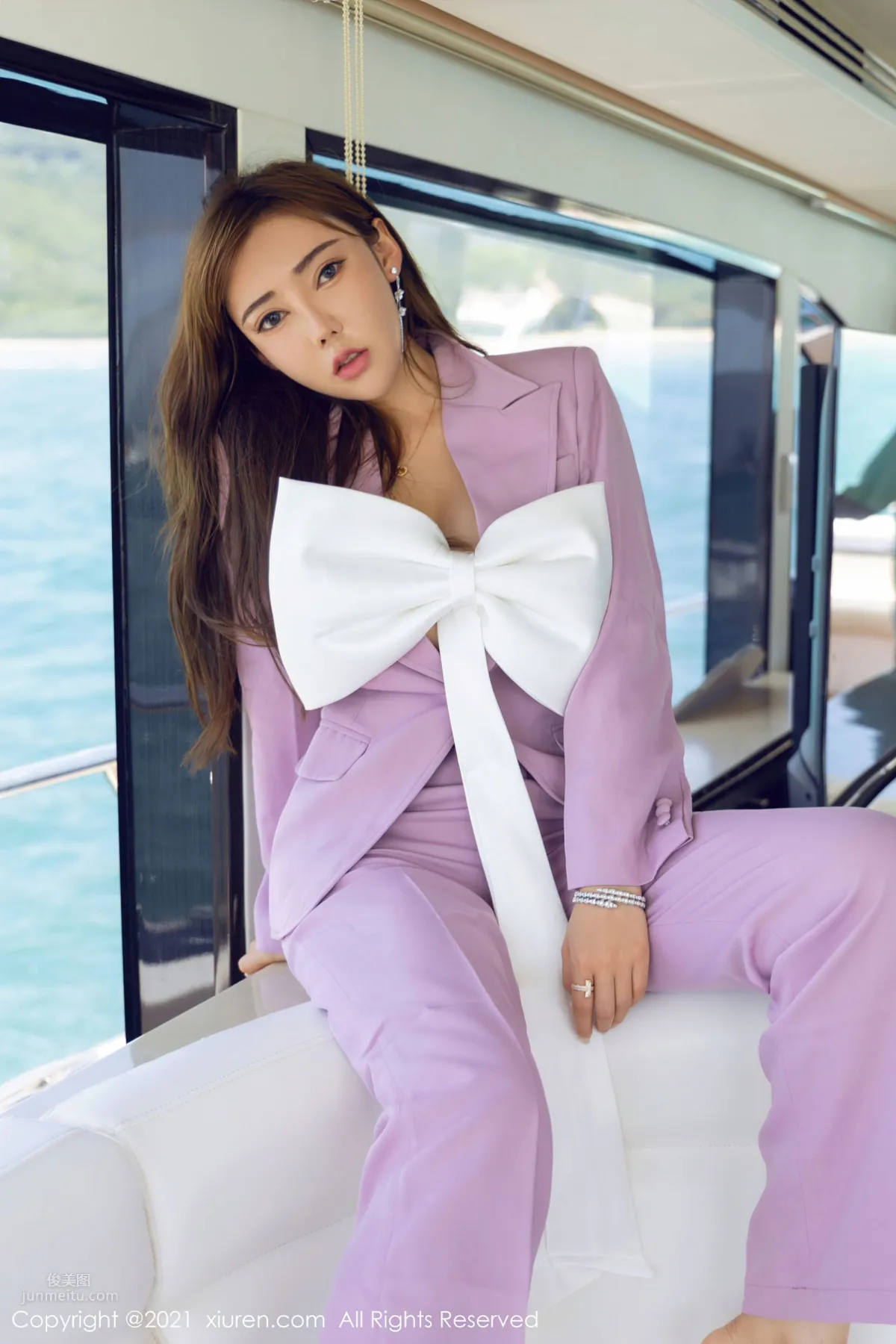 Menghanyao baby Sanya Travel Shoot, Yacht Unique Ribbon-Knot Outfit photo 6