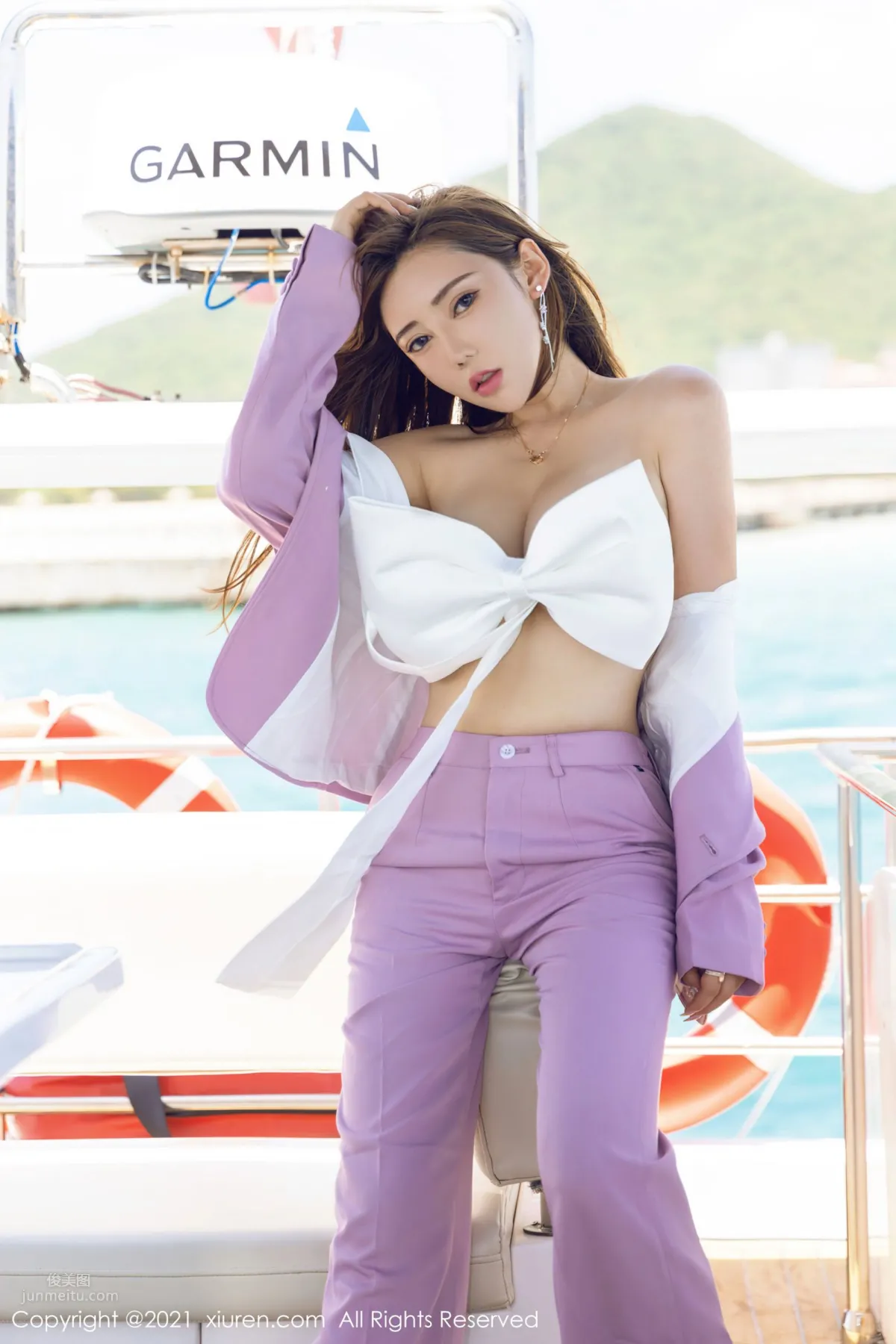Menghanyao baby Sanya Travel Shoot, Yacht Unique Ribbon-Knot Outfit photo 25