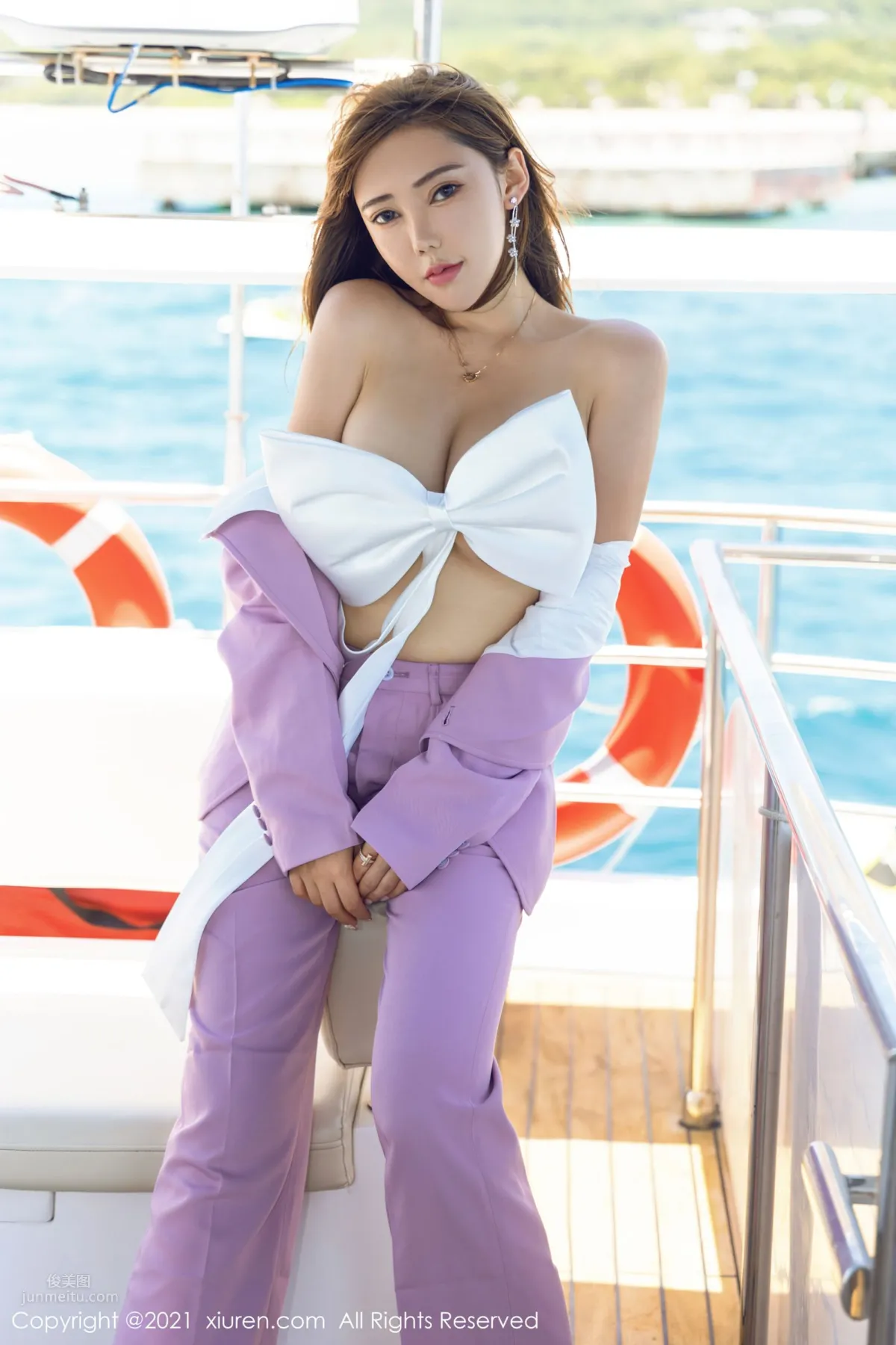 Menghanyao baby Sanya Travel Shoot, Yacht Unique Ribbon-Knot Outfit photo 26