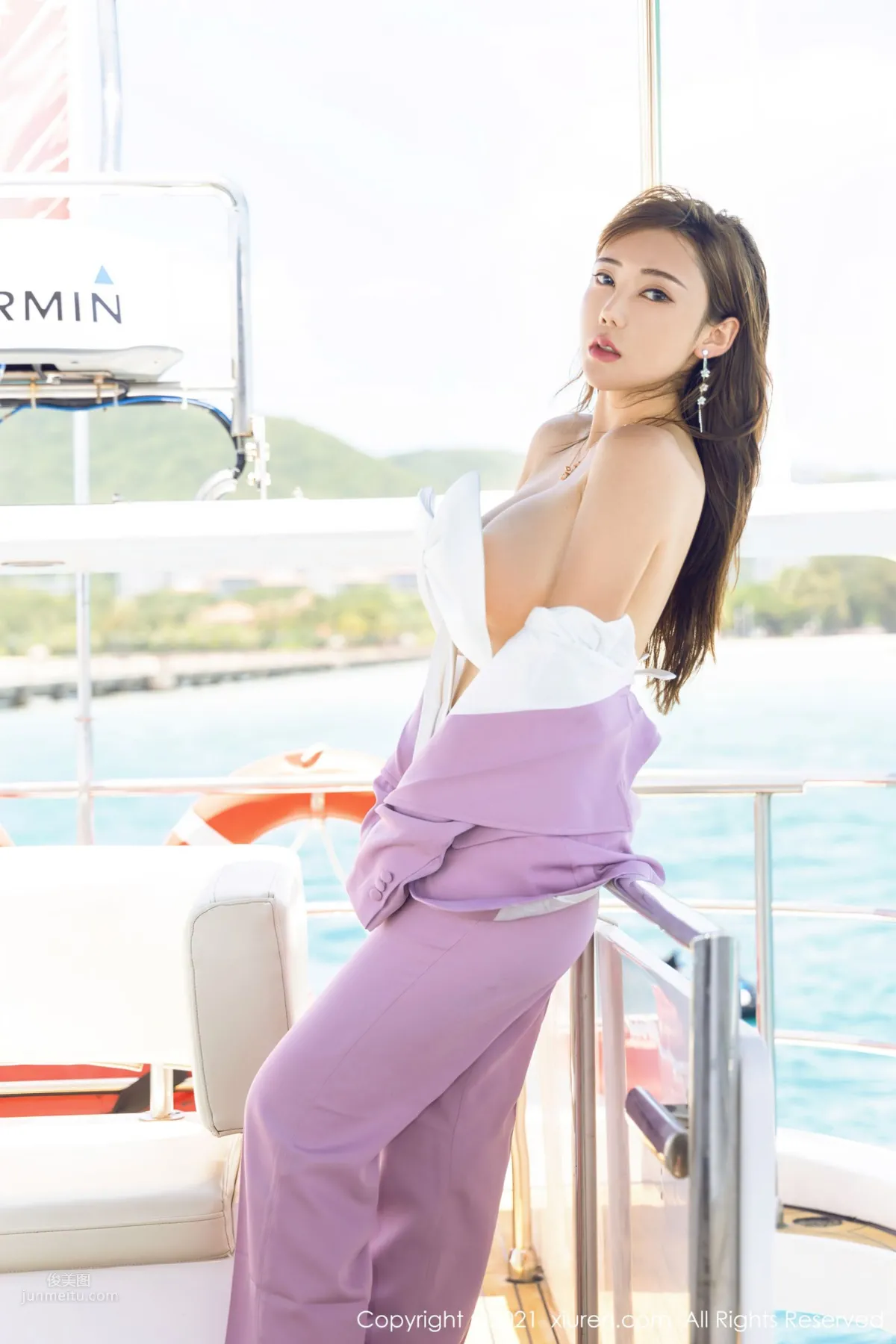 Menghanyao baby Sanya Travel Shoot, Yacht Unique Ribbon-Knot Outfit photo 24