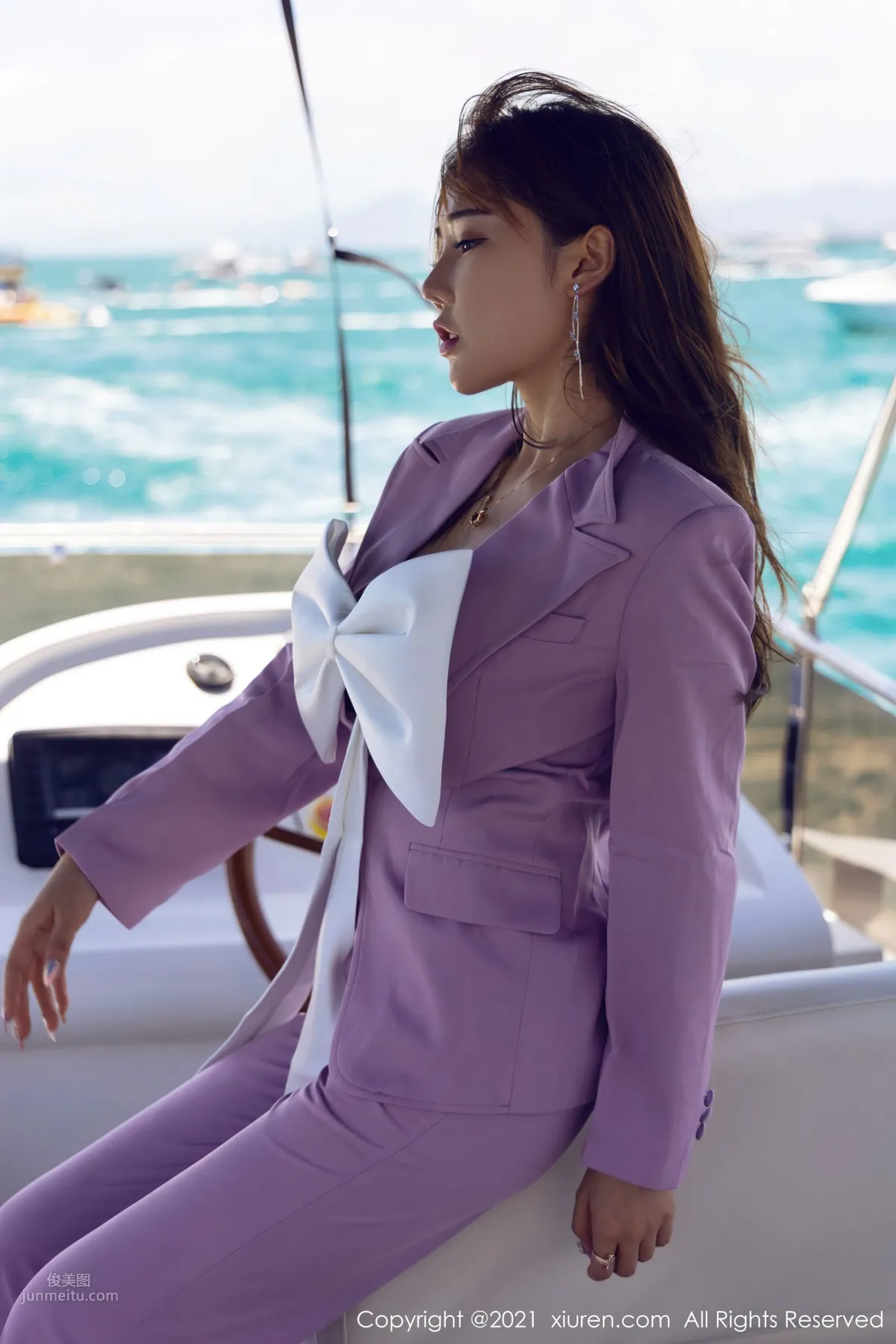 Menghanyao baby Sanya Travel Shoot, Yacht Unique Ribbon-Knot Outfit photo 10