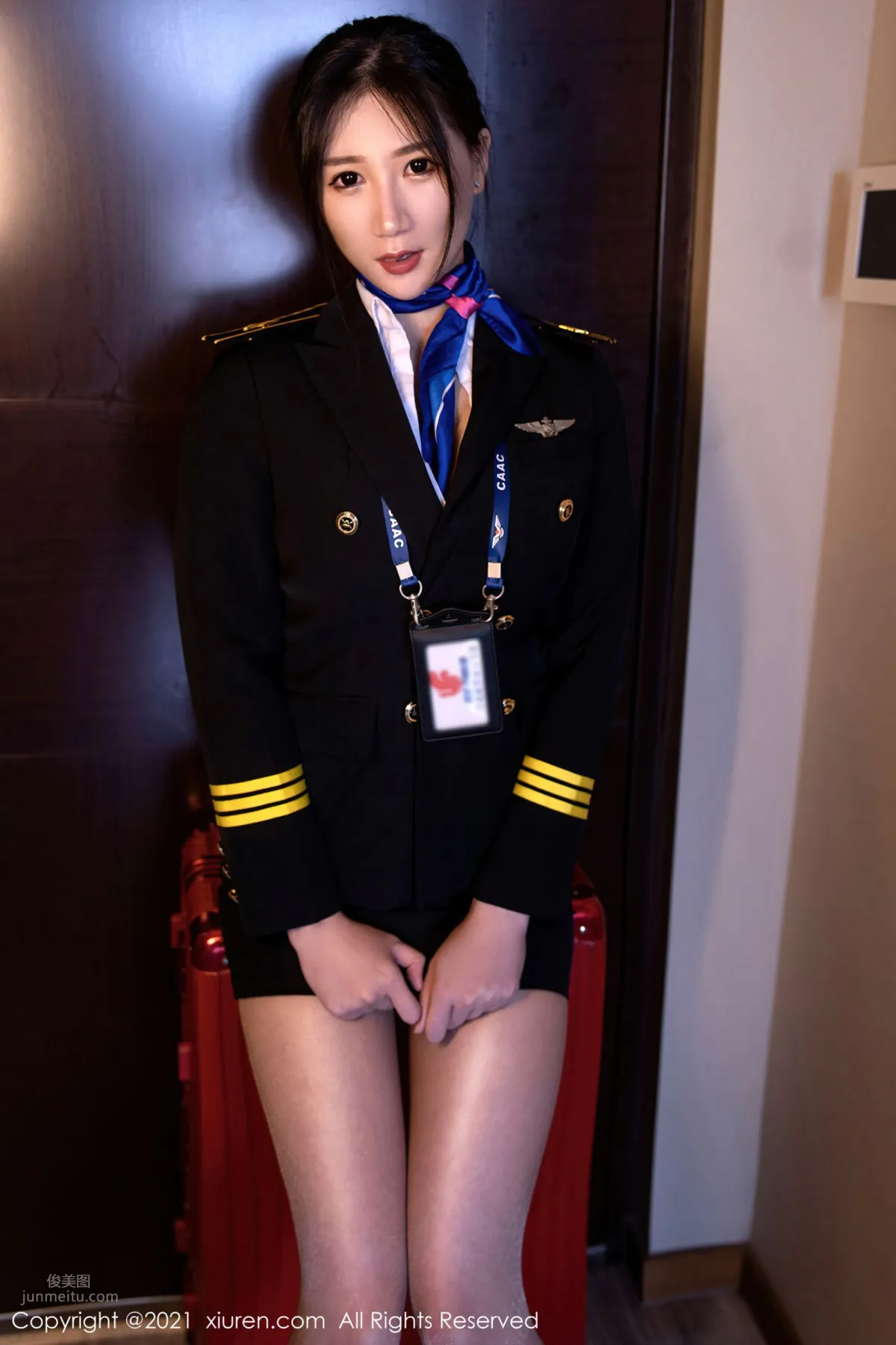 Flight Attendant Girl Gu Qiaonan, Uniform Captain Long Hair Flowing photo 12