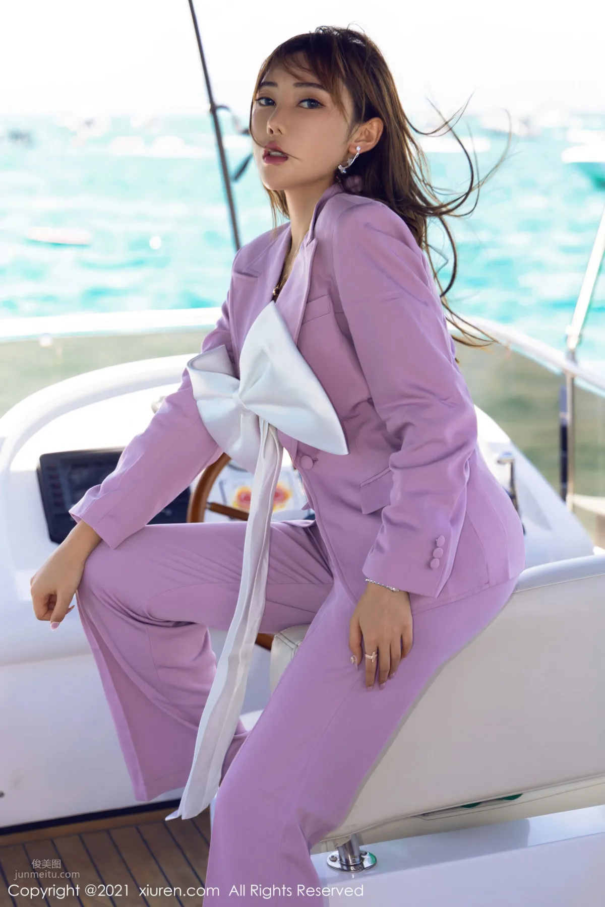 Menghanyao baby Sanya Travel Shoot, Yacht Unique Ribbon-Knot Outfit photo 11