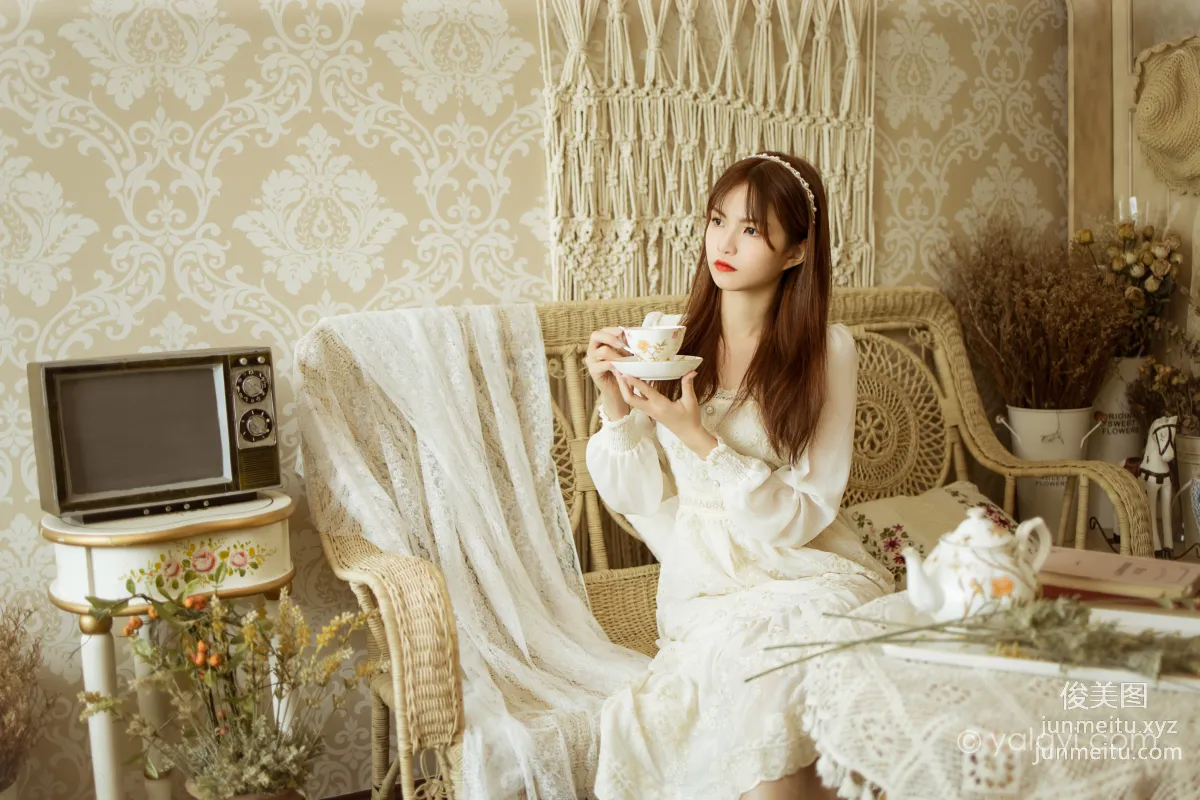 [YALAYI] 2021.11.29 NO.871 Floral White Dress Ru Sha photo 3