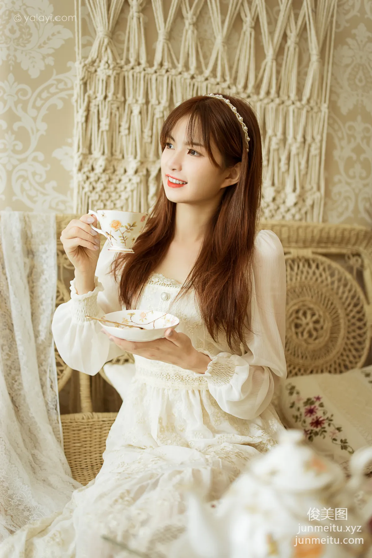 [YALAYI] 2021.11.29 NO.871 Floral White Dress Ru Sha photo 4