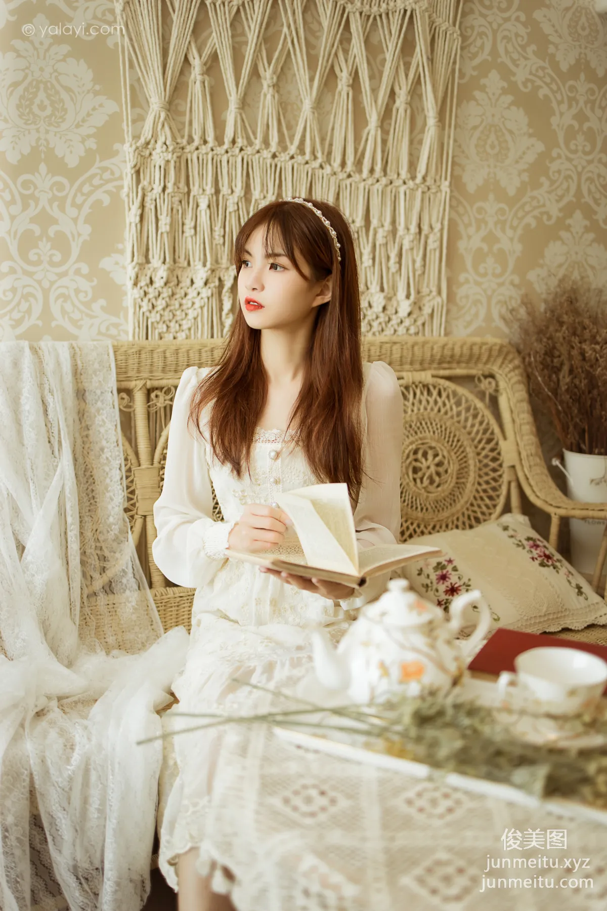 [YALAYI] 2021.11.29 NO.871 Floral White Dress Ru Sha photo 6