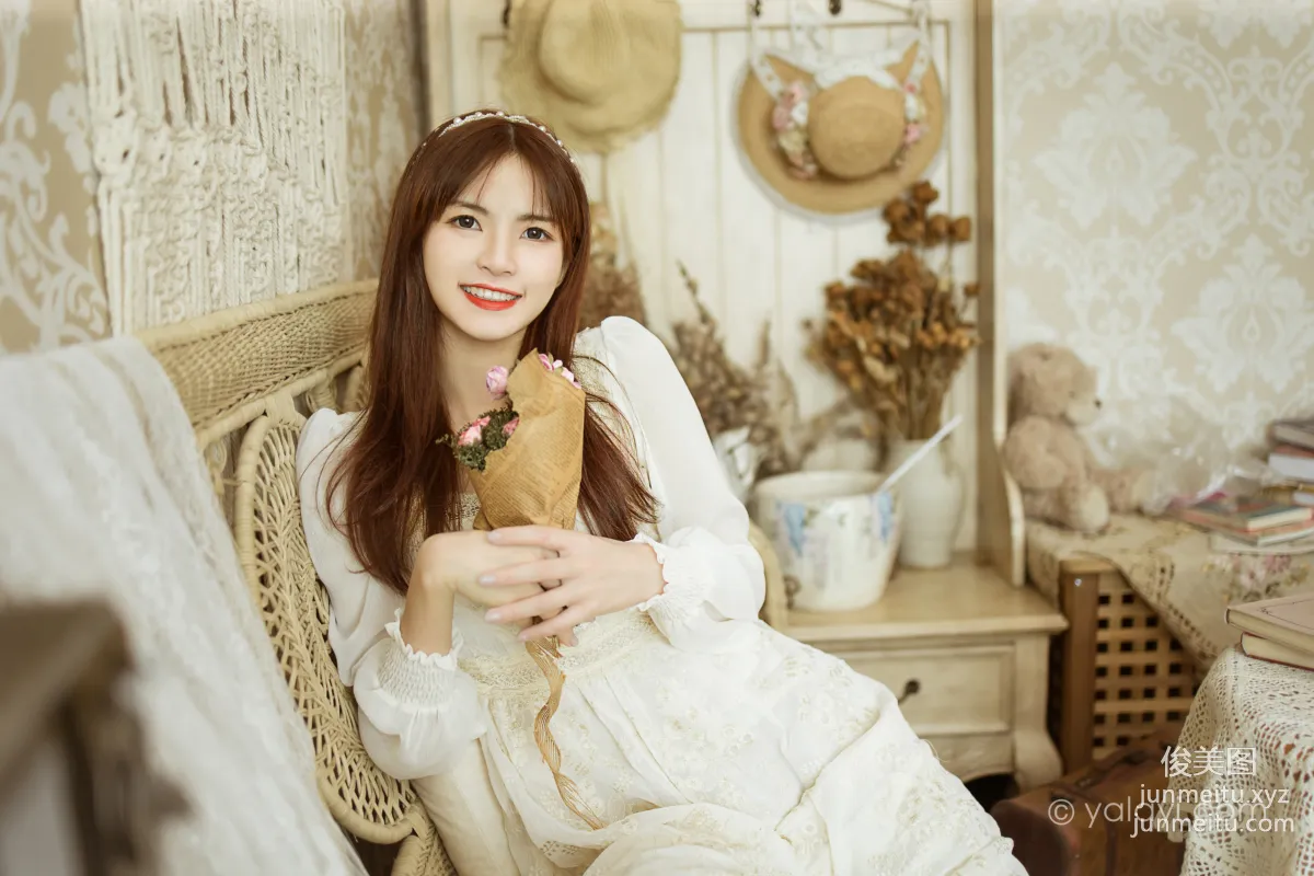 [YALAYI] 2021.11.29 NO.871 Floral White Dress Ru Sha photo 9