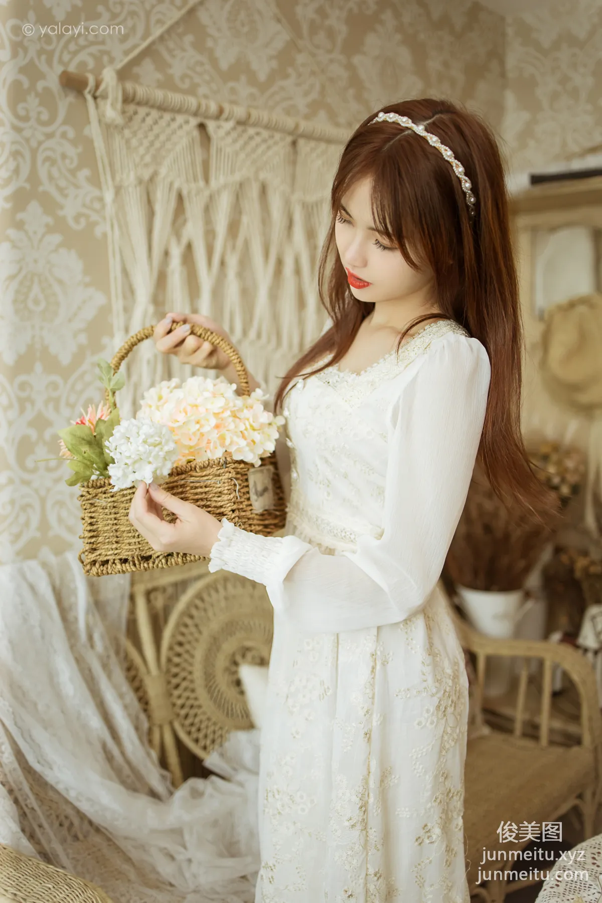 [YALAYI] 2021.11.29 NO.871 Floral White Dress Ru Sha photo 13
