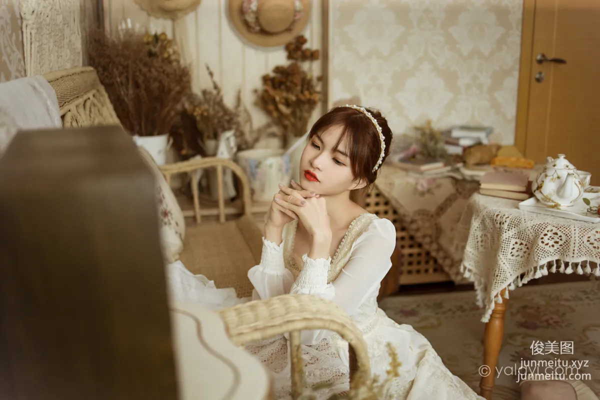 [YALAYI] 2021.11.29 NO.871 Floral White Dress Ru Sha photo 20