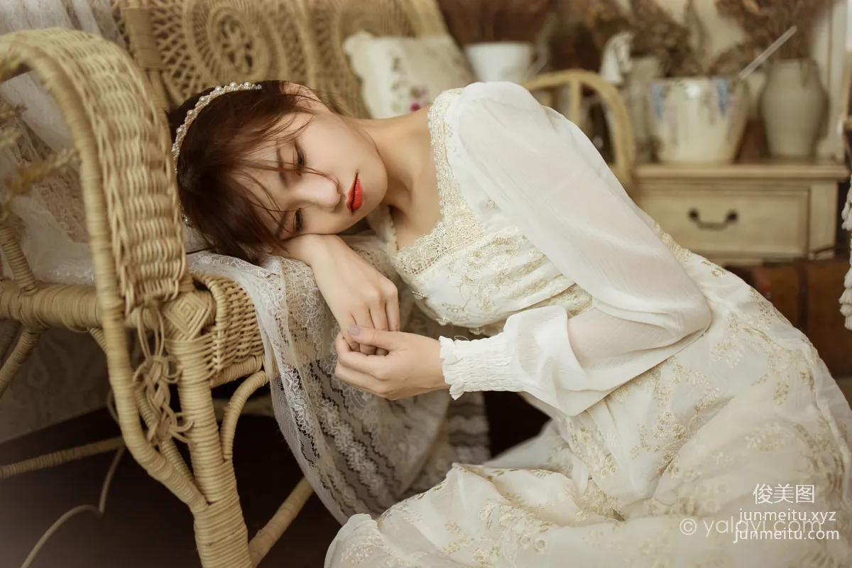 [YALAYI] 2021.11.29 NO.871 Floral White Dress Ru Sha photo 21