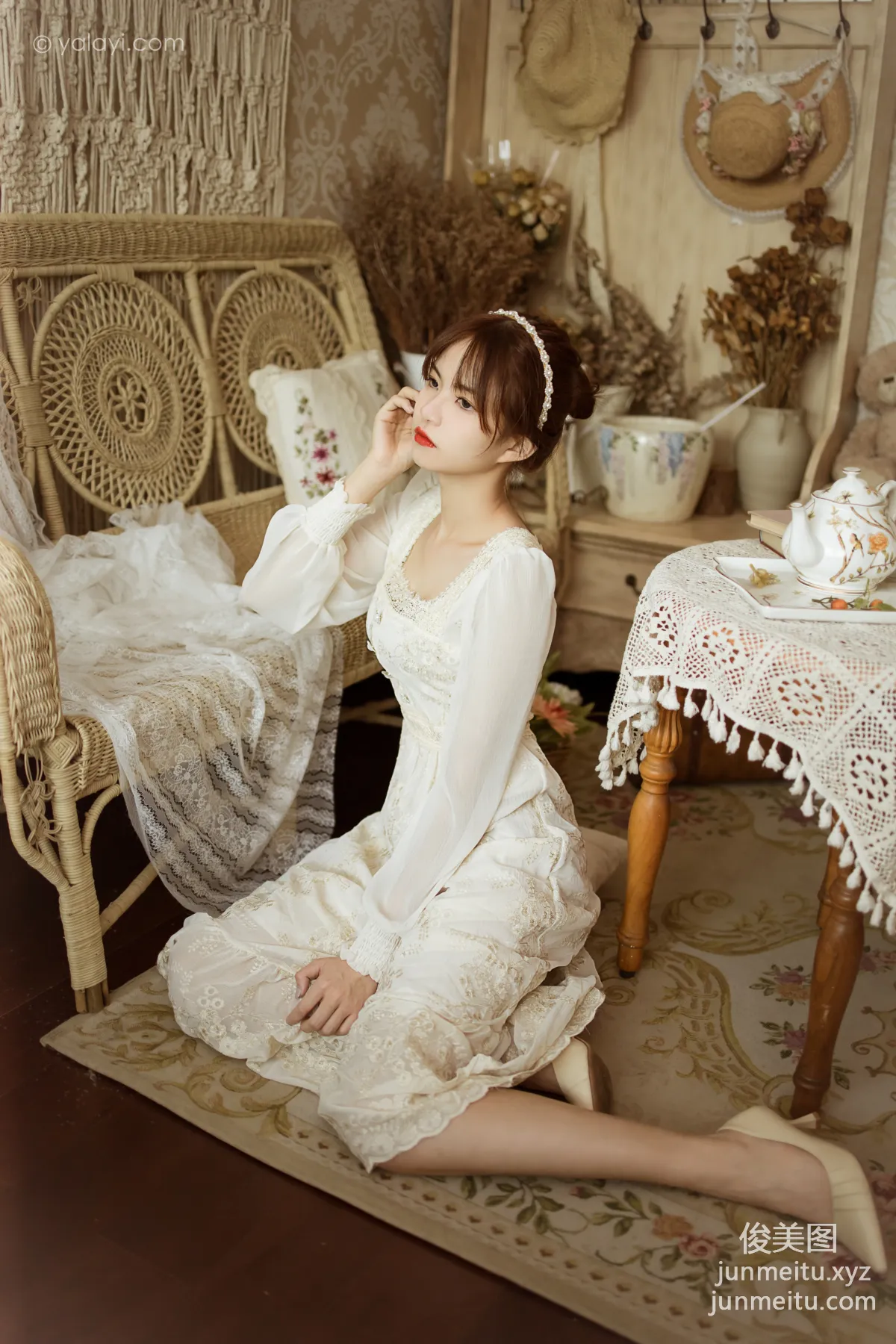 [YALAYI] 2021.11.29 NO.871 Floral White Dress Ru Sha photo 22