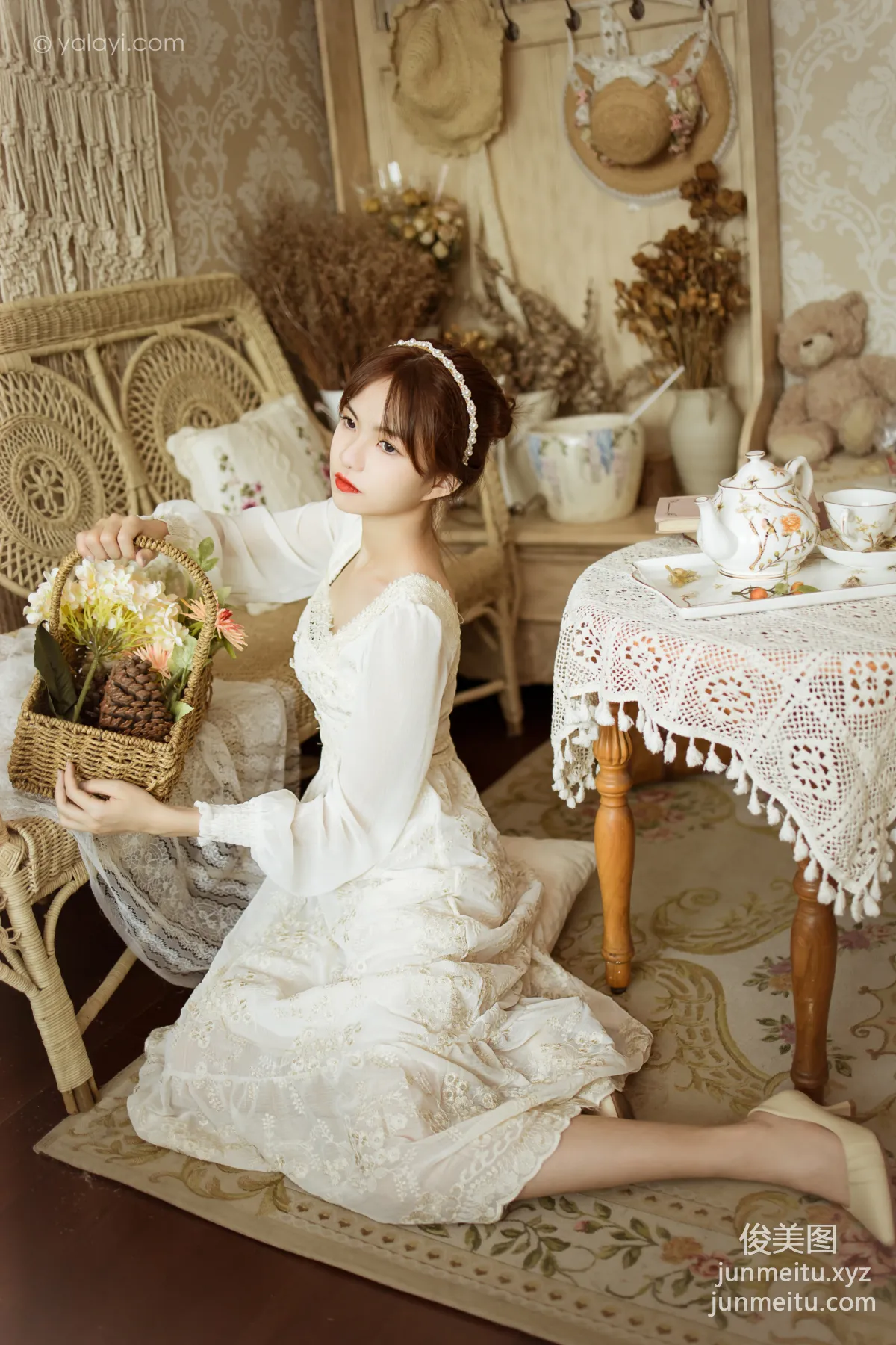 [YALAYI] 2021.11.29 NO.871 Floral White Dress Ru Sha photo 23