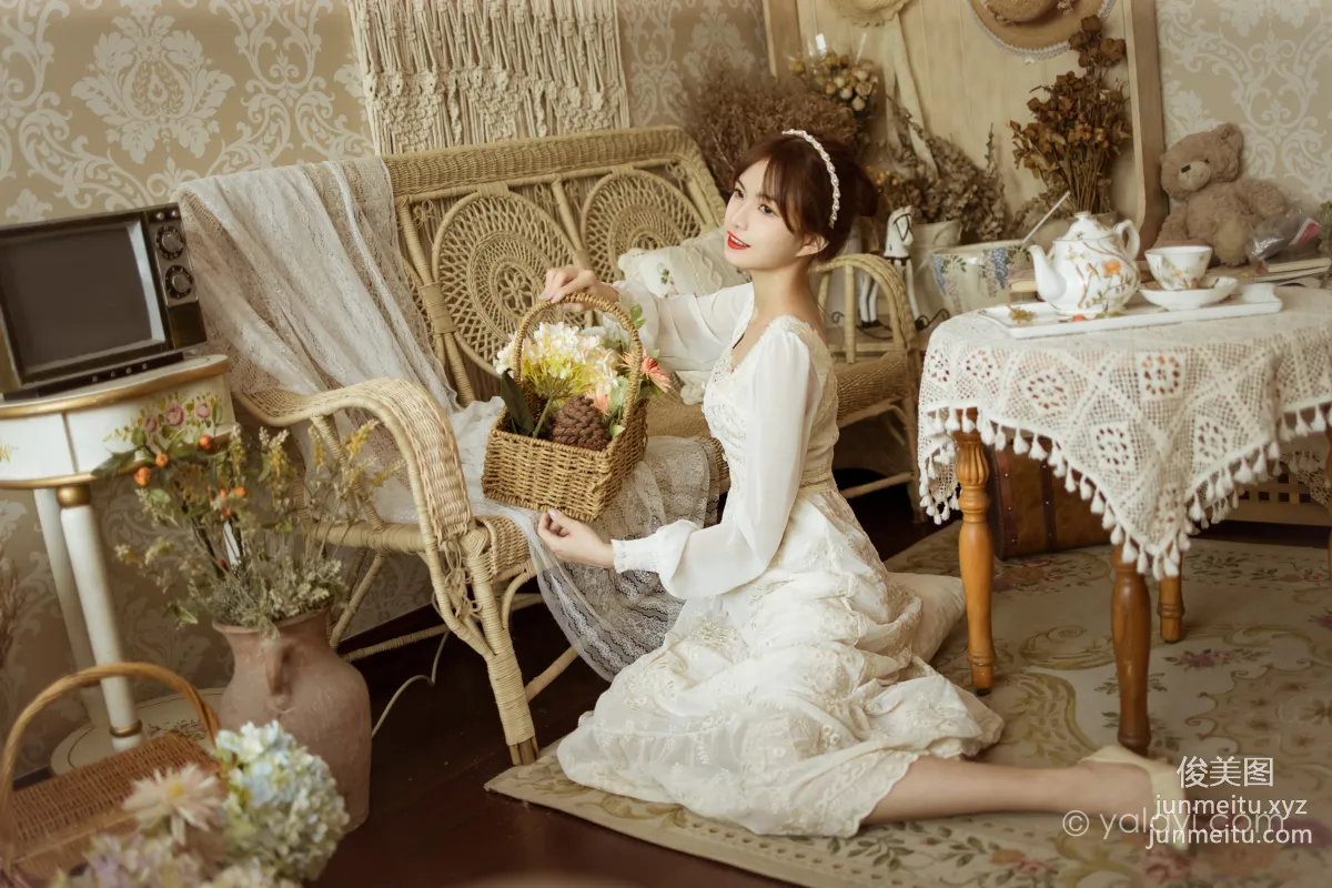 [YALAYI] 2021.11.29 NO.871 Floral White Dress Ru Sha photo 24