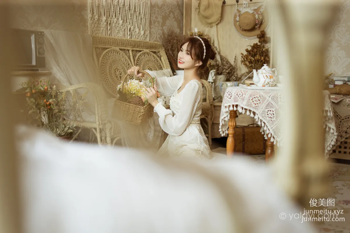[YALAYI] 2021.11.29 NO.871 Floral White Dress Ru Sha photo 25