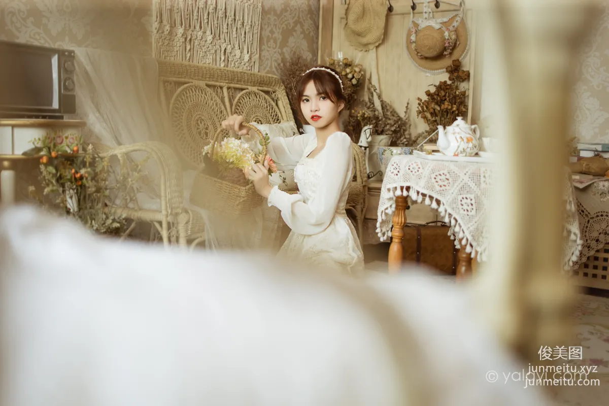[YALAYI] 2021.11.29 NO.871 Floral White Dress Ru Sha photo 26