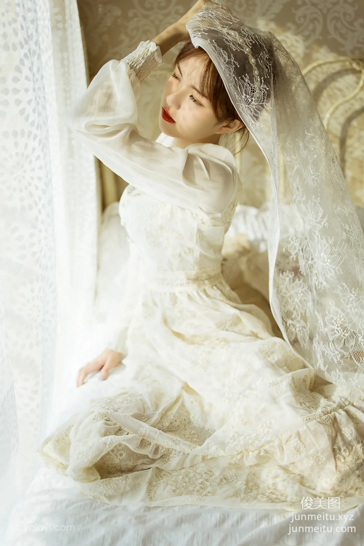[YALAYI] 2021.11.29 NO.871 Floral White Dress Ru Sha photo 28