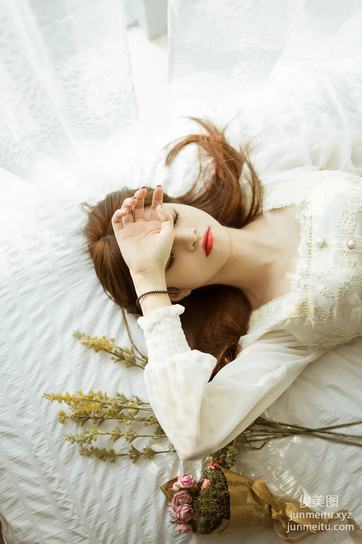 [YALAYI] 2021.11.29 NO.871 Floral White Dress Ru Sha photo 35