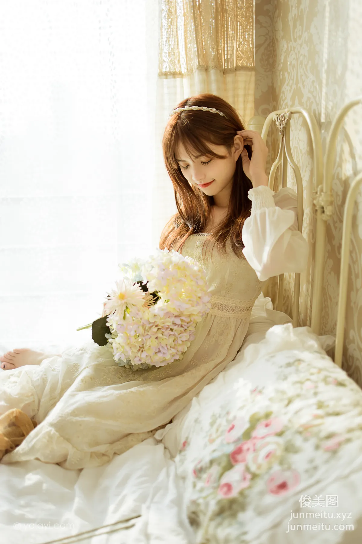 [YALAYI] 2021.11.29 NO.871 Floral White Dress Ru Sha photo 39