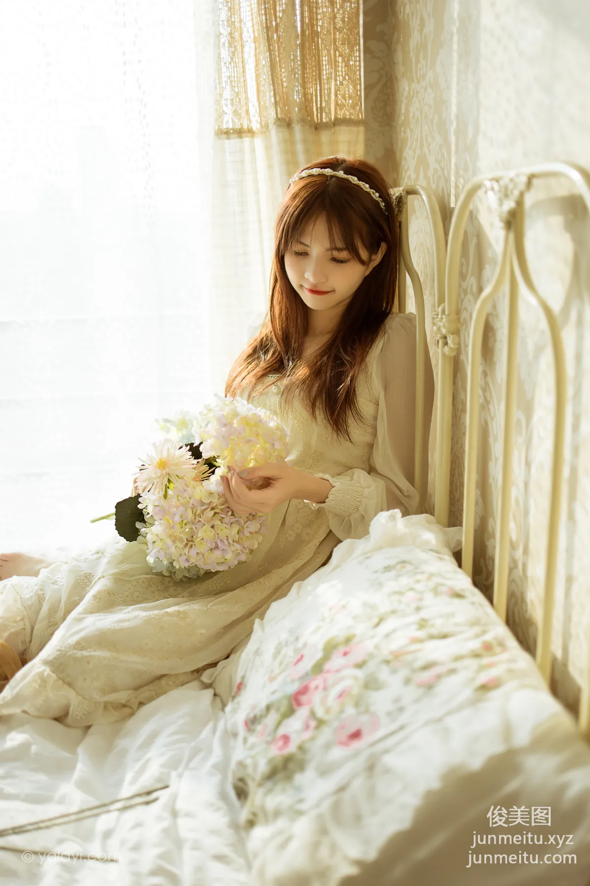 [YALAYI] 2021.11.29 NO.871 Floral White Dress Ru Sha photo 40