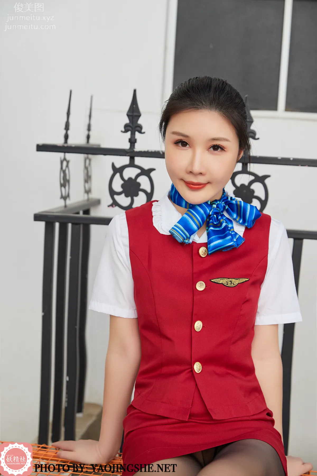 [FAIRY CLUB Yaojingshe] 2020.06.26 T2017, Flight Attendant, Meiqi Laoshi Fu, Premium No Panty Stockings T Series photo 3
