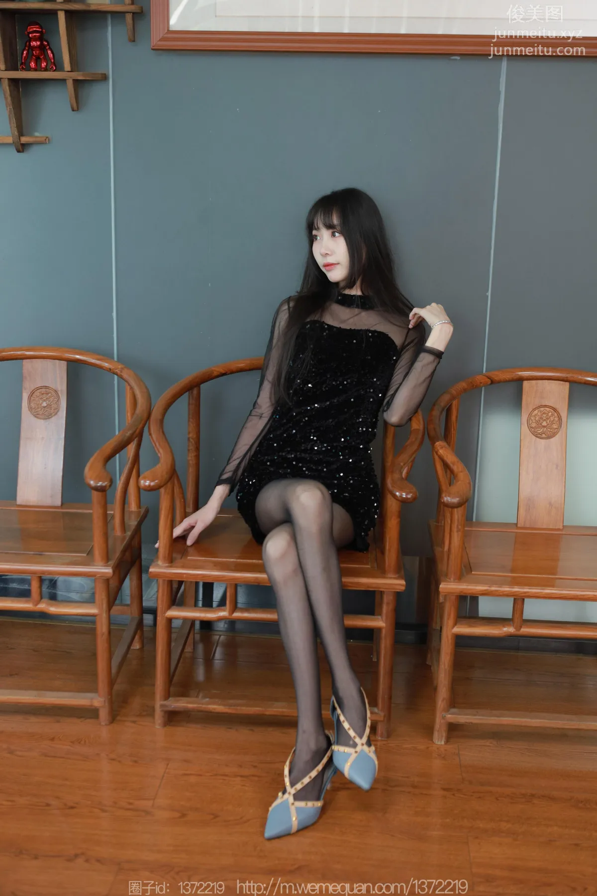 [IESS] 2023.04.12 Silk Enjoyer 1419 Tuan Tuan, Sequin Black Stockings Dress [83P] photo 4