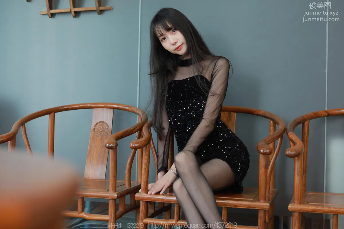 [IESS] 2023.04.12 Silk Enjoyer 1419 Tuan Tuan, Sequin Black Stockings Dress [83P] photo 5